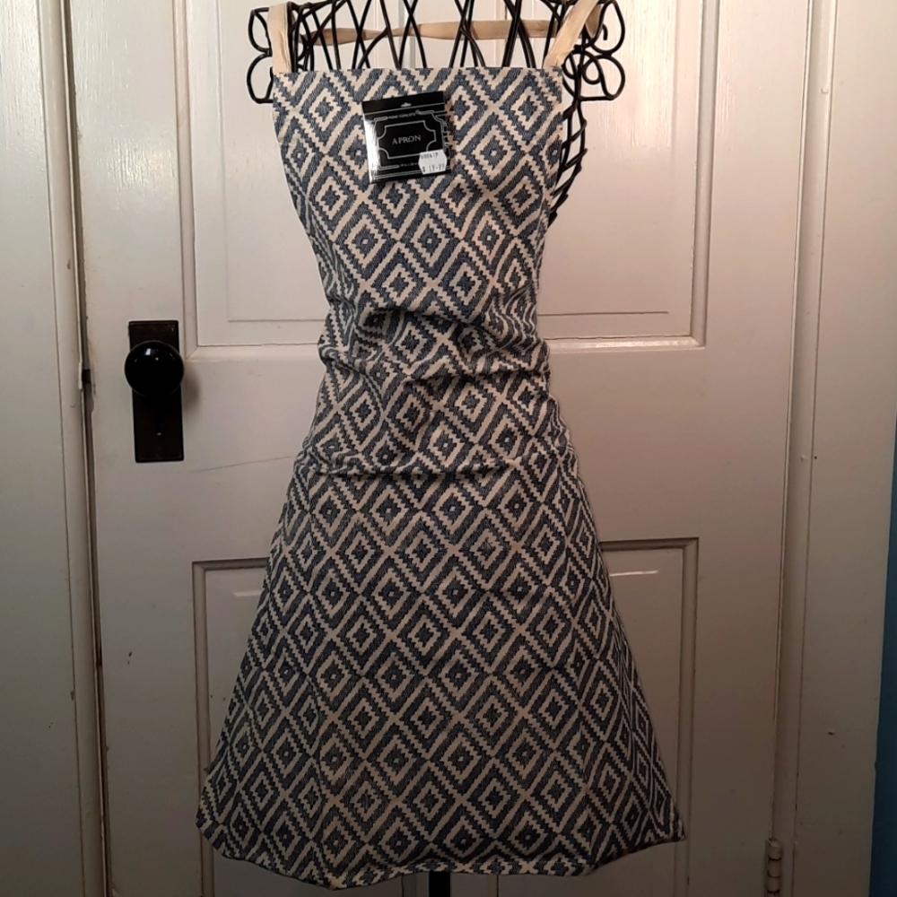 Apron Diamond Pattern Printed Design Cotton Machine Washable Chef Cook Baker
